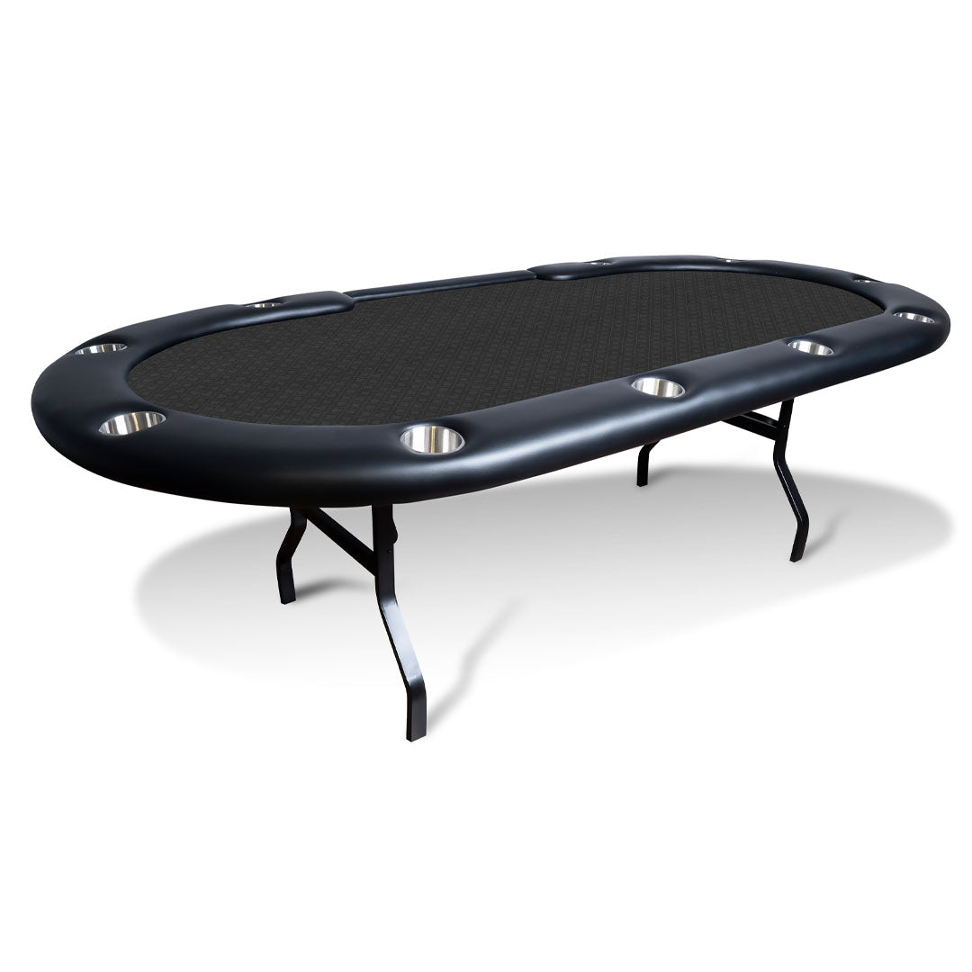 Black Suited Water Resistant - Aces Pro Plus Professional Folding Poker Table - 10 Player Capacity with Black Water Resistant Felt
