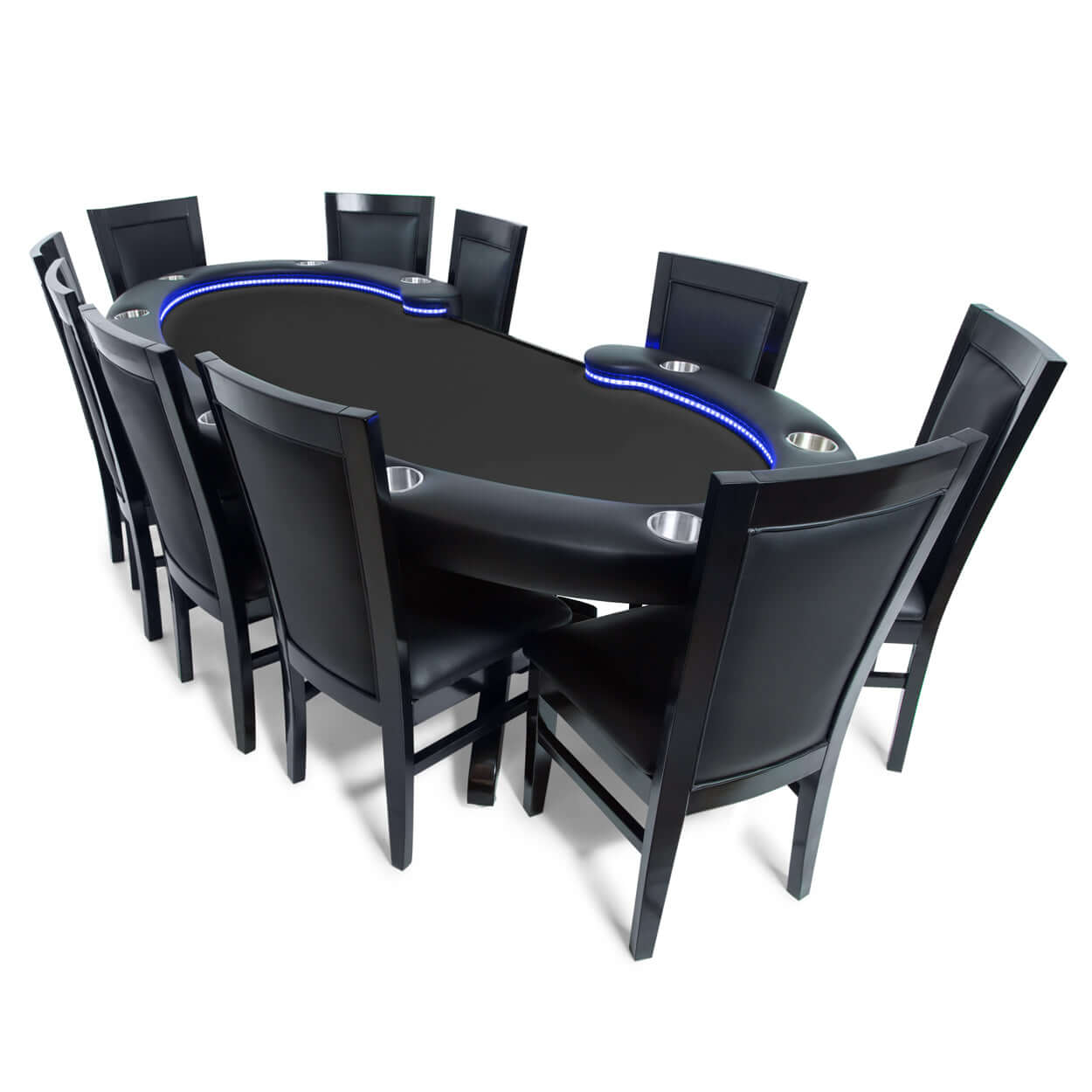Black Poker Chairs Set paired with LED Poker Table