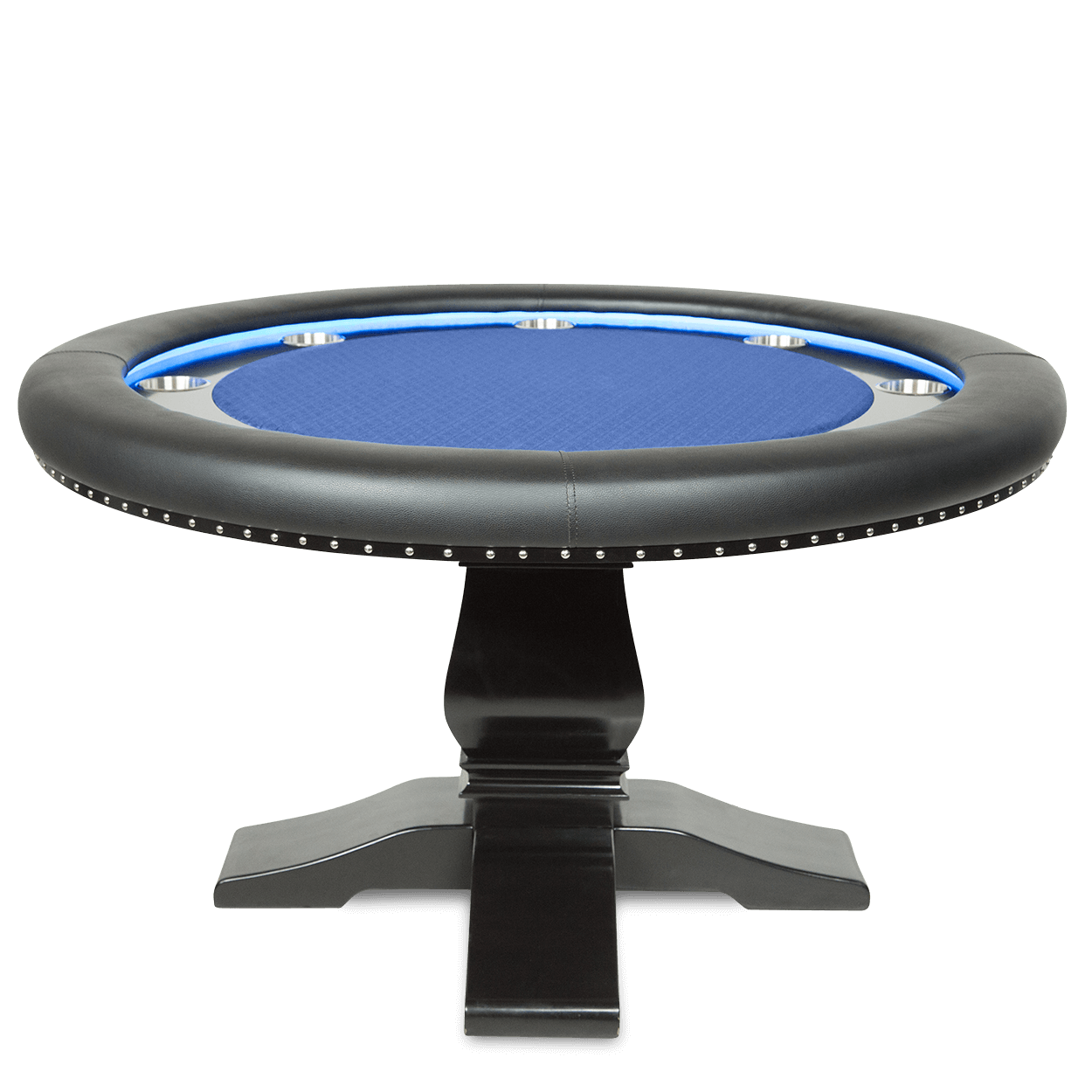 Blue Suited Water Resistant - The Ginza LED Blue Water Resistant Felt Round Poker Table — BBO Poker Tables in - Professional Poker Table for Poker and Game Rooms