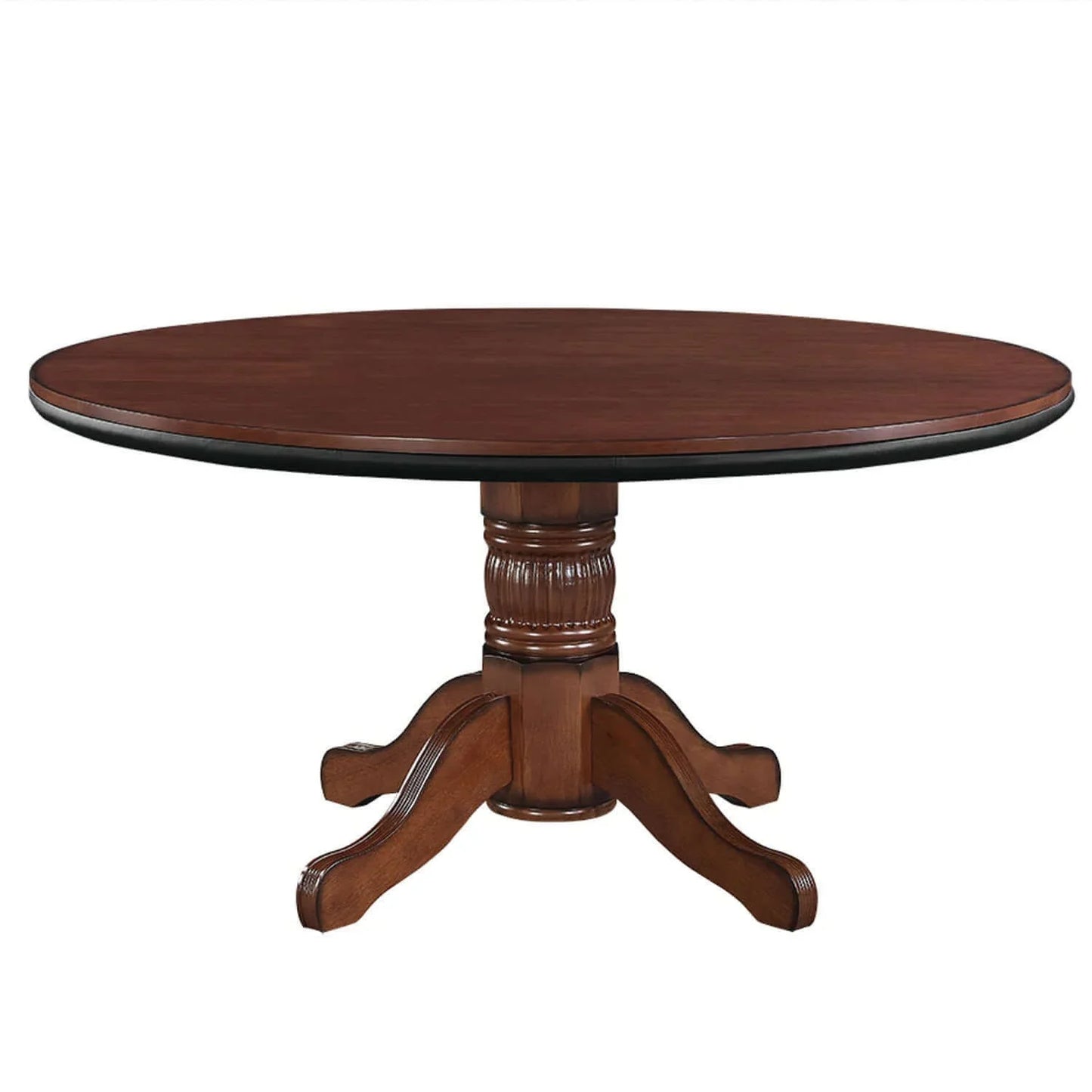 60" Convertible Dining Poker Table — 60 Inch Round Wood Dining Table in Chestnut Finish - Dining Mode for RAM Game Room Table