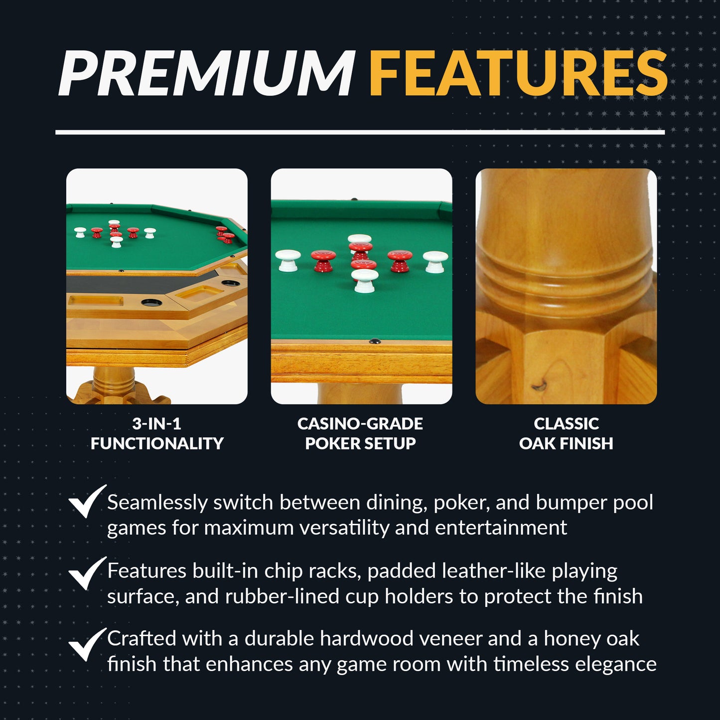 Kingston 48-in Convertible Gaming Table Set with 4 Arm Chairs