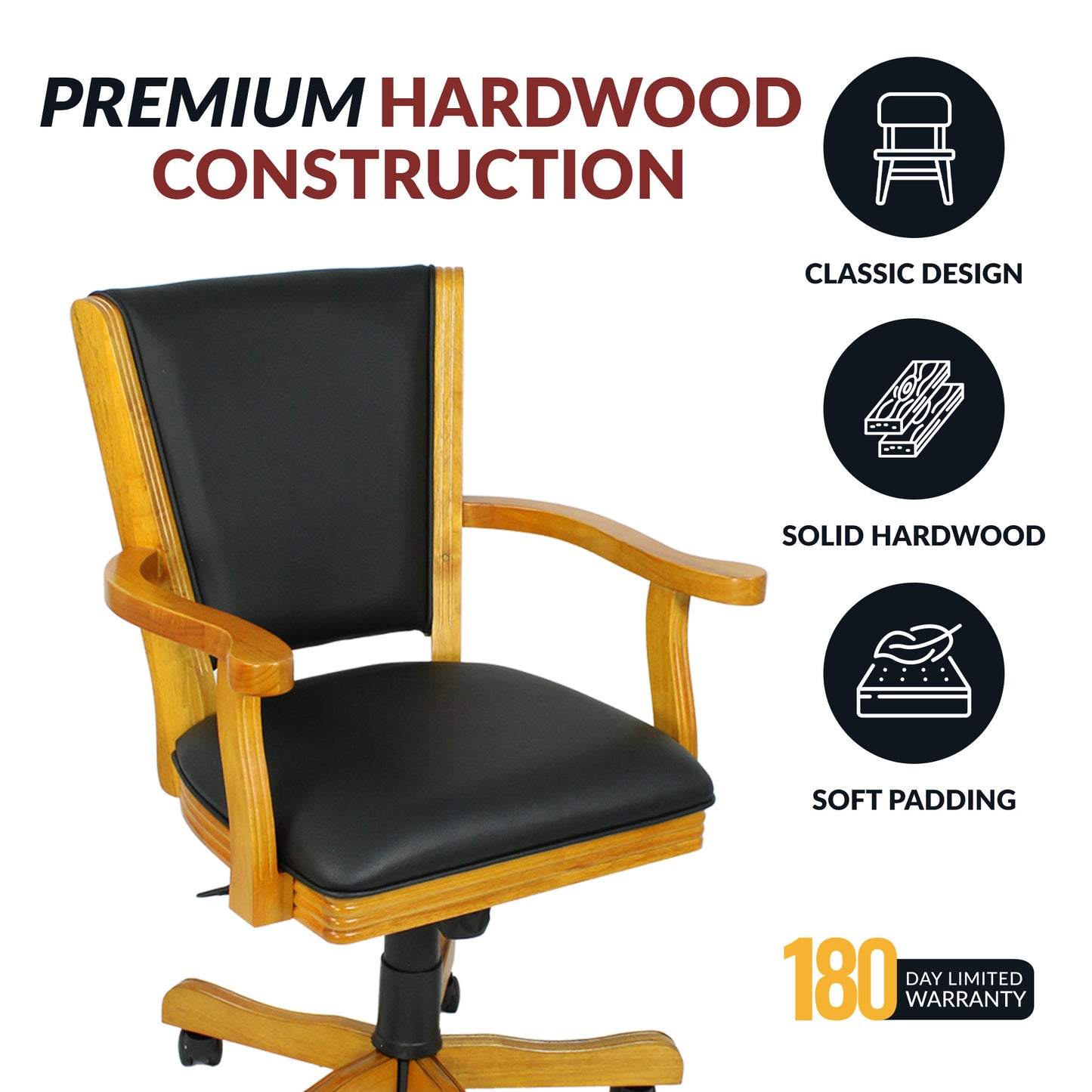 Kingston 48-in Convertible Gaming Table Set with 4 Arm Chairs