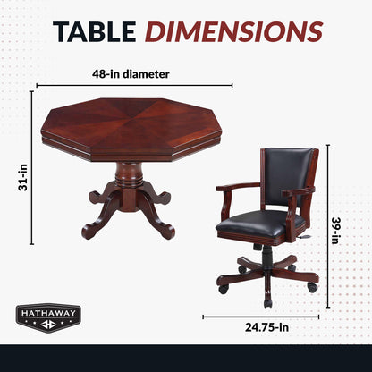 Kingston 48-in Convertible Gaming Table Set with 4 Arm Chairs
