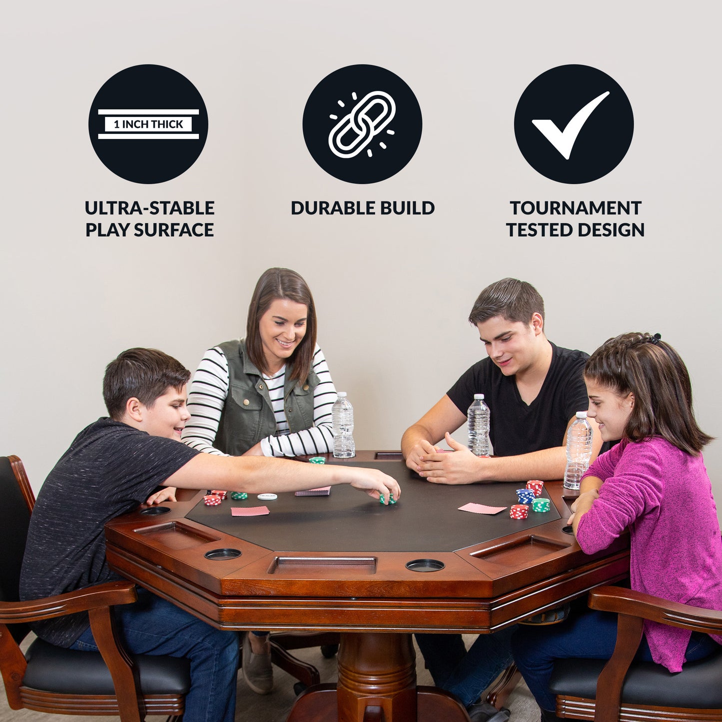 Kingston 48-in Convertible Gaming Table Set with 4 Arm Chairs