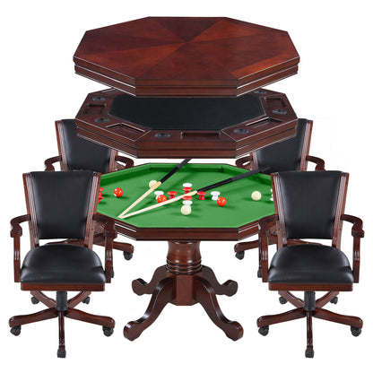 Kingston 48-in Convertible Gaming Table Set with 4 Arm Chairs