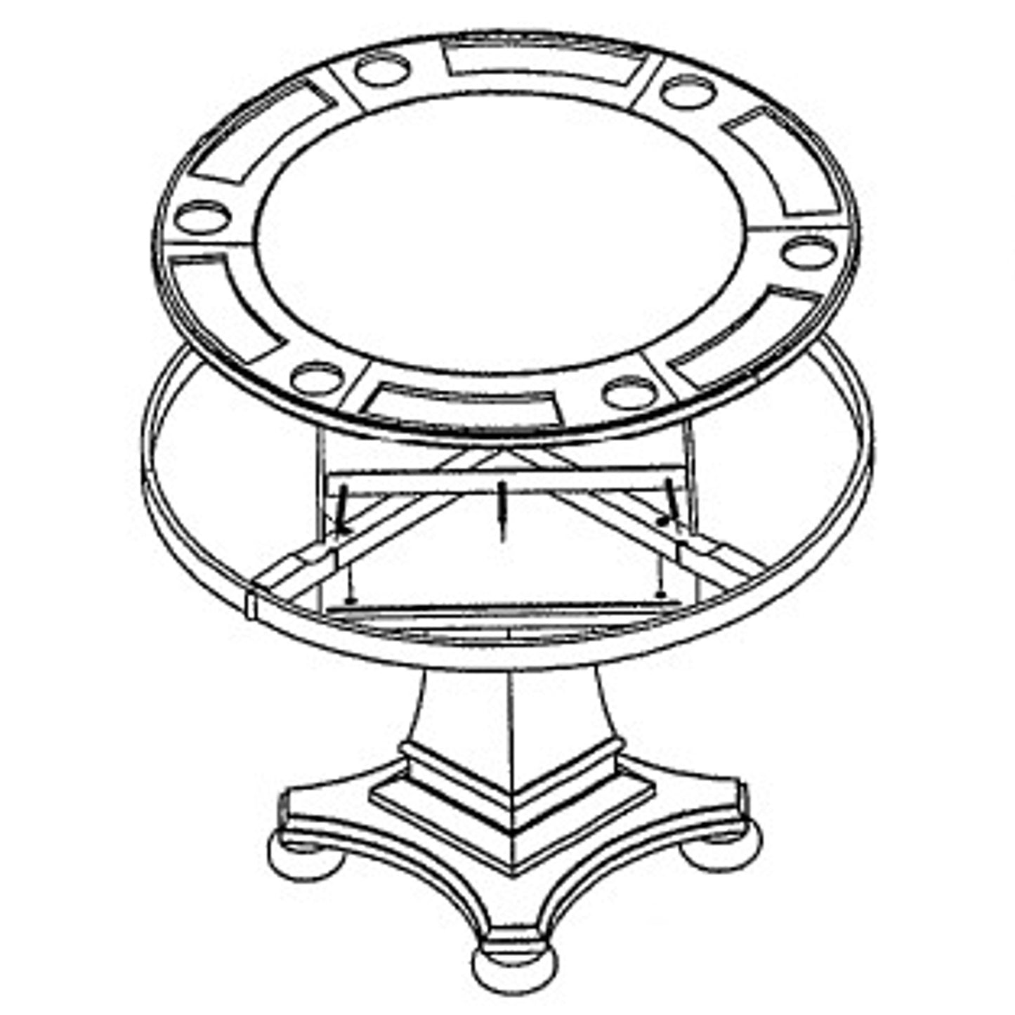 Sunset Trading Bellagio 48" Convertible Dining & Card Table - Reversible Round Game Table