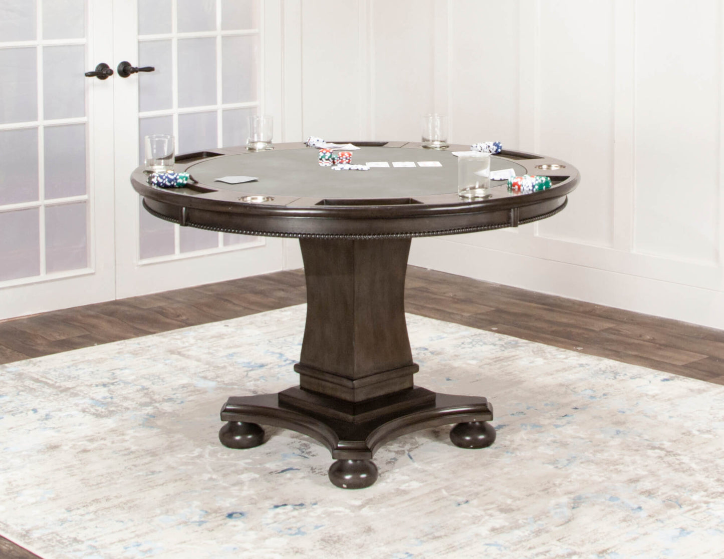 Sunset Trading Vegas 48" Convertible Dining & Card Table - Reversible Round Game Table