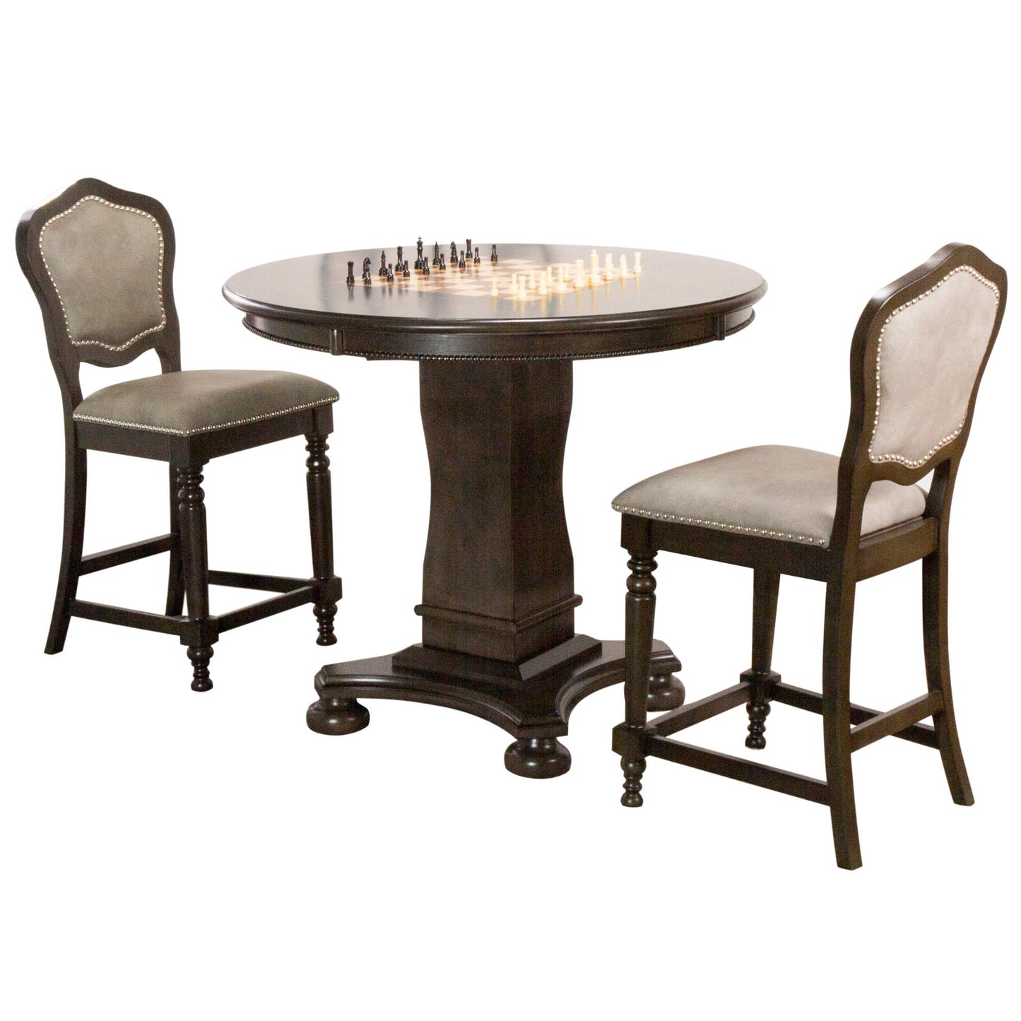 Sunset Trading Vegas 3-Piece Counter Height Convertible Card & Game Table Set - 42" Round
