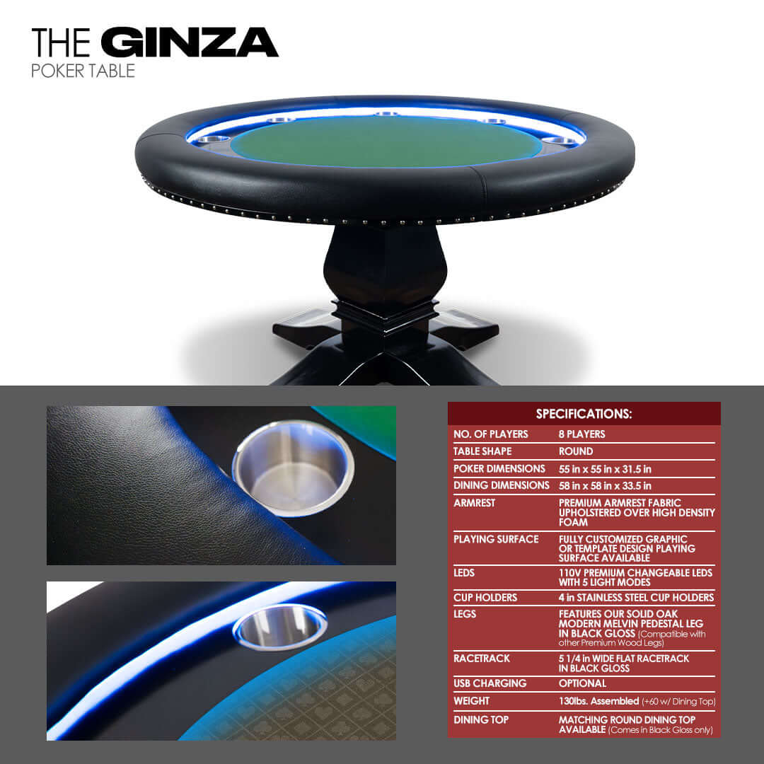 The Ginza LED Round Poker Table — BBO Poker Tables in - Professional Poker Table for Poker and Game Rooms