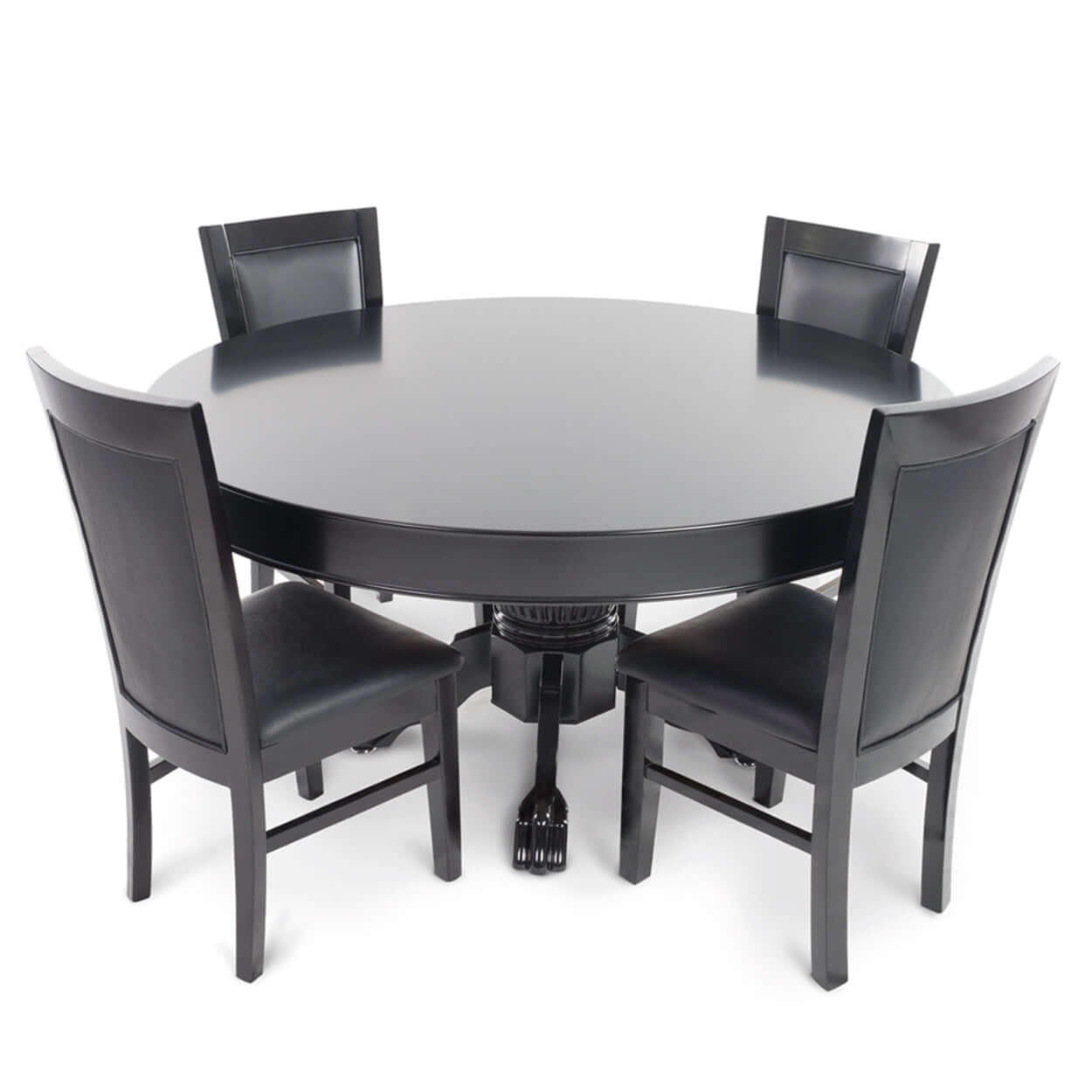 Black Poker Chairs Set paired with Traditional Dining Table