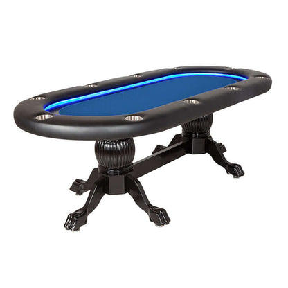 Blue Suited Water Resistant - Elite Alpha LED Poker Table with Integrated Lighting Blue Water Resistant Felt