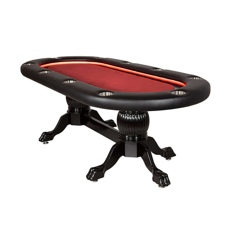 Red Standard- Elite Alpha LED Poker Table with Integrated Lighting Red Felt