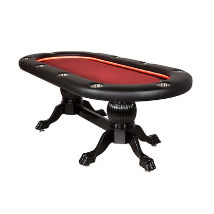 Red Standard- Elite Alpha LED Poker Table with Integrated Lighting Red Felt