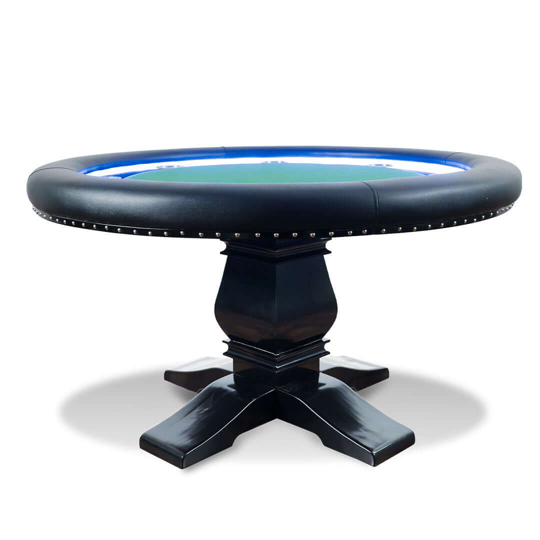 The Ginza LED Round Poker Table — Modern Melvin Pedestal Base in Black Gloss for Ginza Poker Table