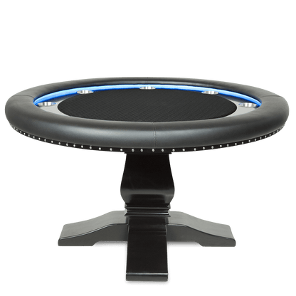 Black Suited Water Resistant - The Ginza LED Black Water Resistant Felt Round Poker Table — BBO Poker Tables in - Professional Poker Table for Poker and Game Rooms