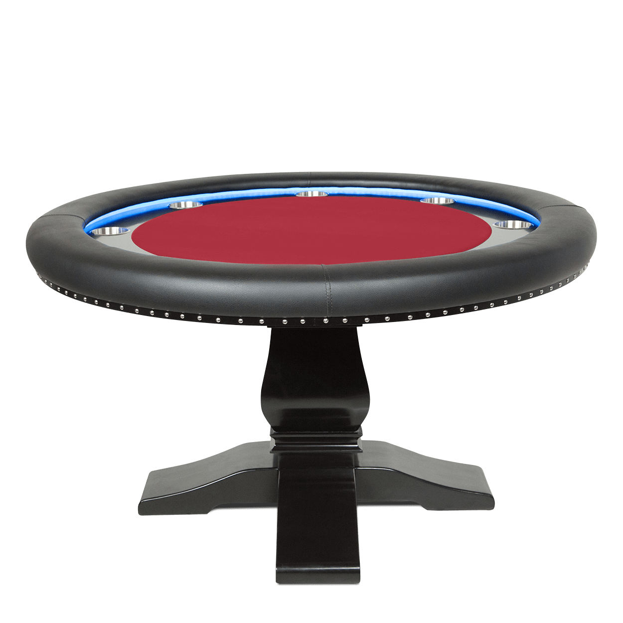 Red Standard- The Ginza LED Red Felt Round Poker Table — BBO Poker Tables - Professional Poker Table for Poker and Game Rooms