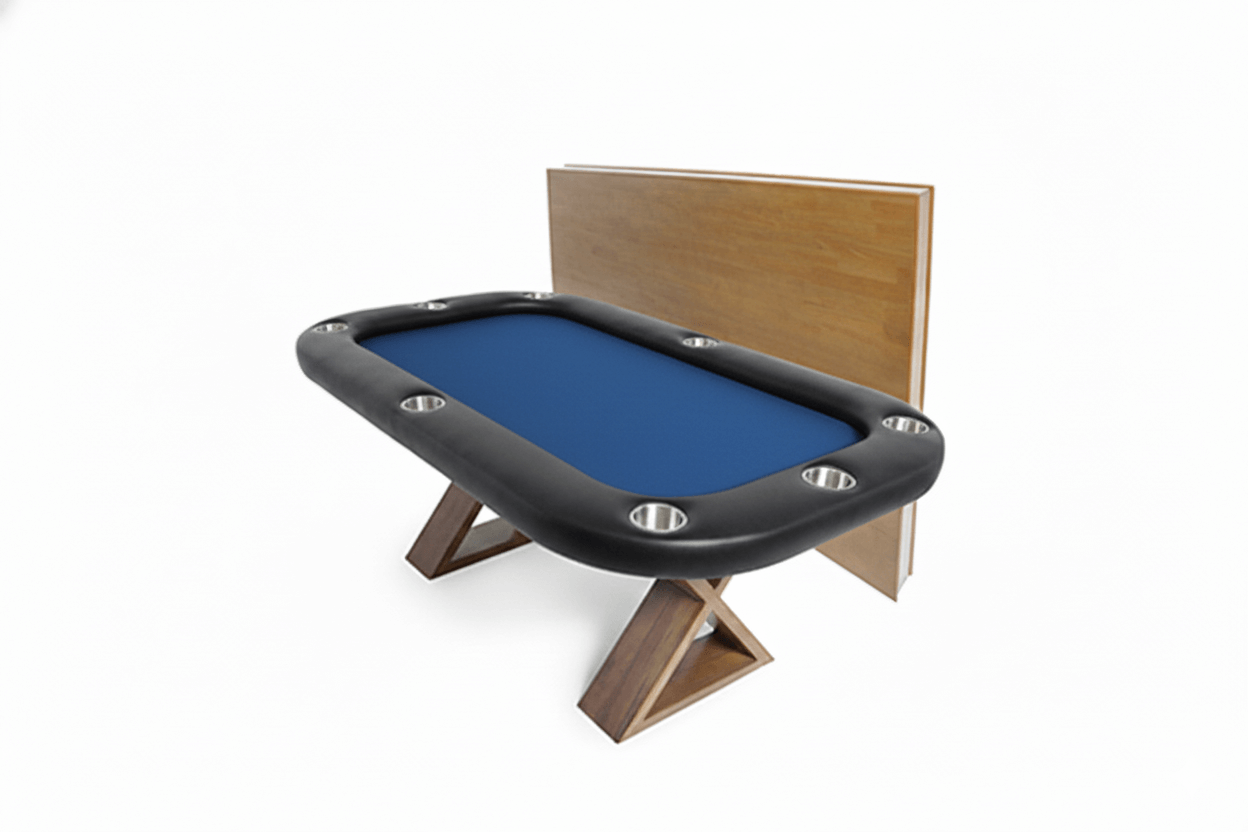 Blue Standard- The Helmsley Poker & Dining Table — BBO Poker Tables- Helmsley Walnut Dining Table with Matching Wood Top