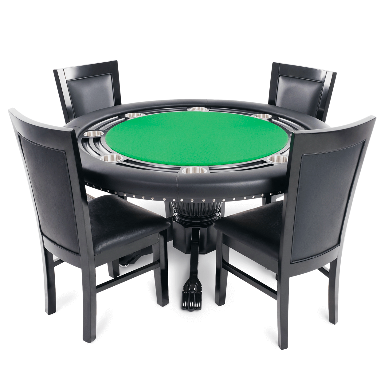 The Nighthawk- BBO Poker Tables in Green Water Resistant Felt and Chairs- Professional Poker Table for Poker and Game Rooms