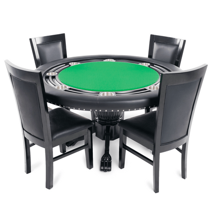 The Nighthawk- BBO Poker Tables in Green Water Resistant Felt and Chairs- Professional Poker Table for Poker and Game Rooms
