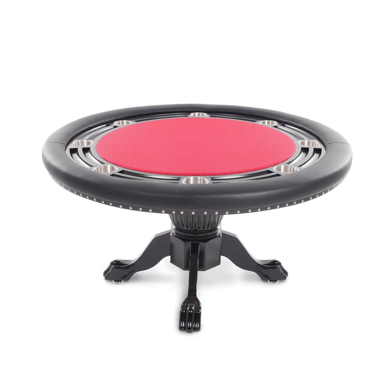 Red Suited Water Resistant - The Nighthawk- BBO Poker Tables in Red Water Resistant Felt - Professional Poker Table for Poker and Game Rooms