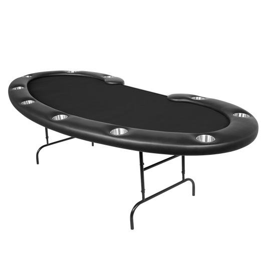 Black Standard- Prestige 108-Inch Black Kidney Bean Folding Poker Table with Dealer Cutout