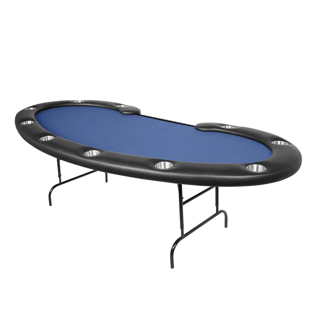 Blue Suited Water Resistant - Prestige 108-Inch Water Resistant Blue Kidney Bean Folding Poker Table with Dealer Cutout