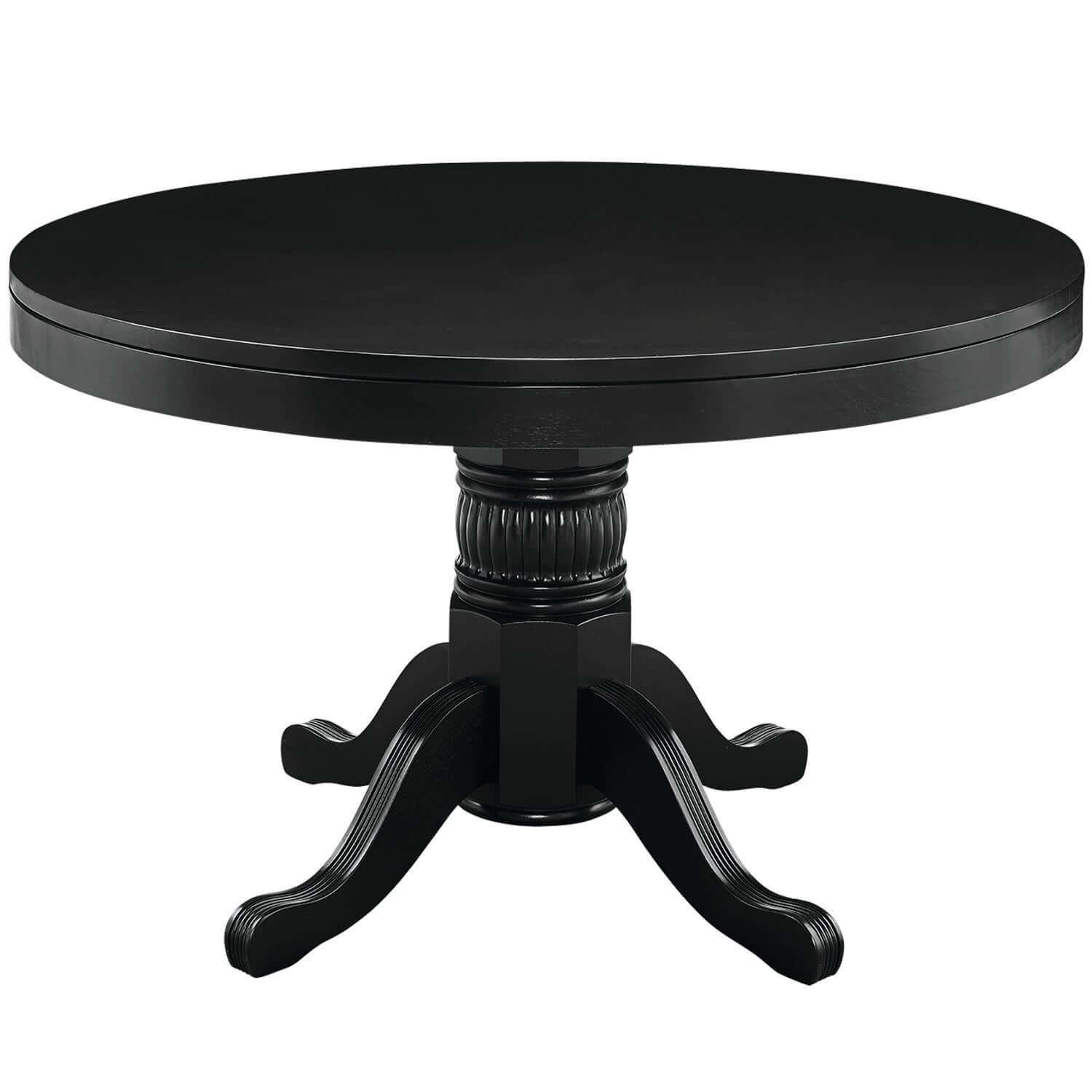 48" Convertible Dining Poker Table — 48 Inch Round Wood Dining Table in Black Finish - Dining Mode for RAM Game Room Table