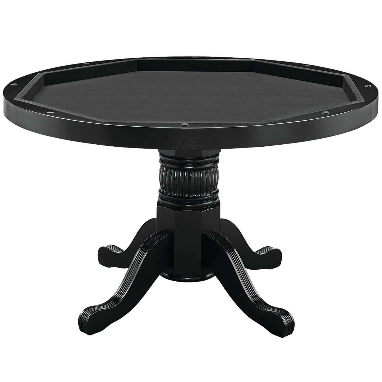 48" Convertible Dining Poker Table — 48 Inch Round Wood Dining Table in Black Finish - Table Storage