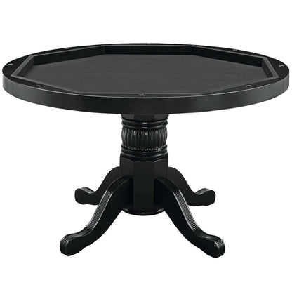 48" Convertible Dining Poker Table — 48 Inch Round Wood Dining Table in Black Finish - Table Storage