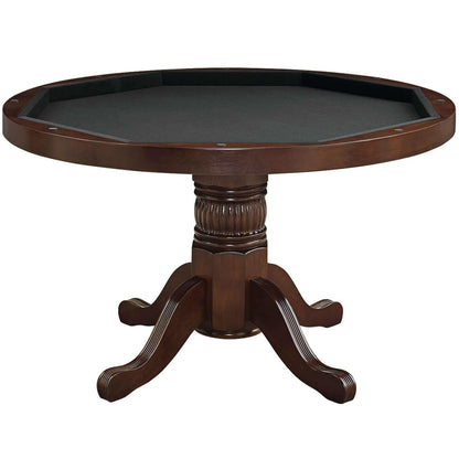 48" Convertible Dining Poker Table — 48" Inch Round Wood Dining Table in Cappuccino Finish - Table Storage