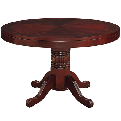 48" Convertible Dining Poker Table — 48 Inch Round Wood Dining Table in English Tudor Finish - Dining Mode for RAM Game Room Table