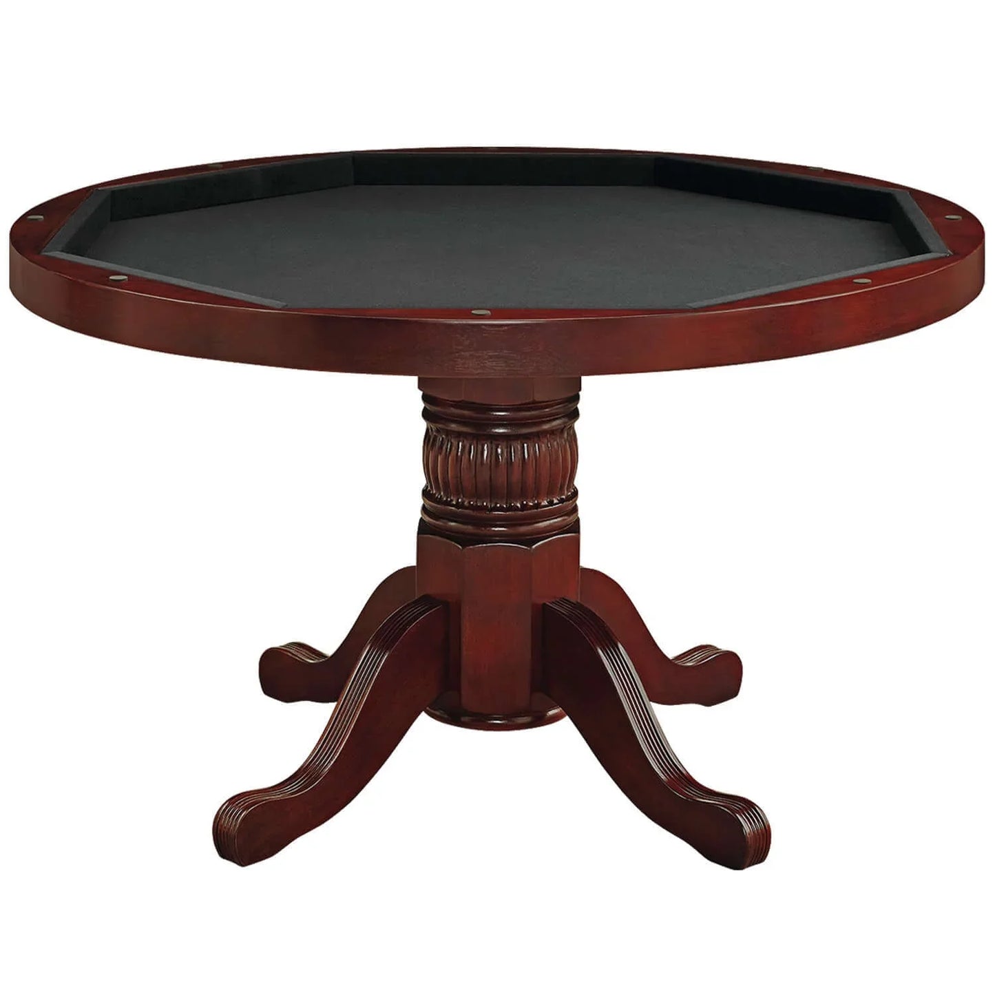 48" Convertible Dining Poker Table — 48" Inch Round Wood Dining Table in English Tudor Finish - Table Storage