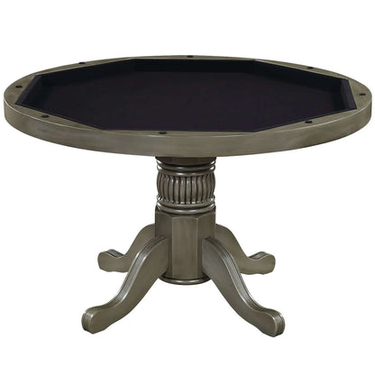 48" Convertible Dining Poker Table — 48 Inch Round Wood Dining Table in Slate Finish - Table Storage