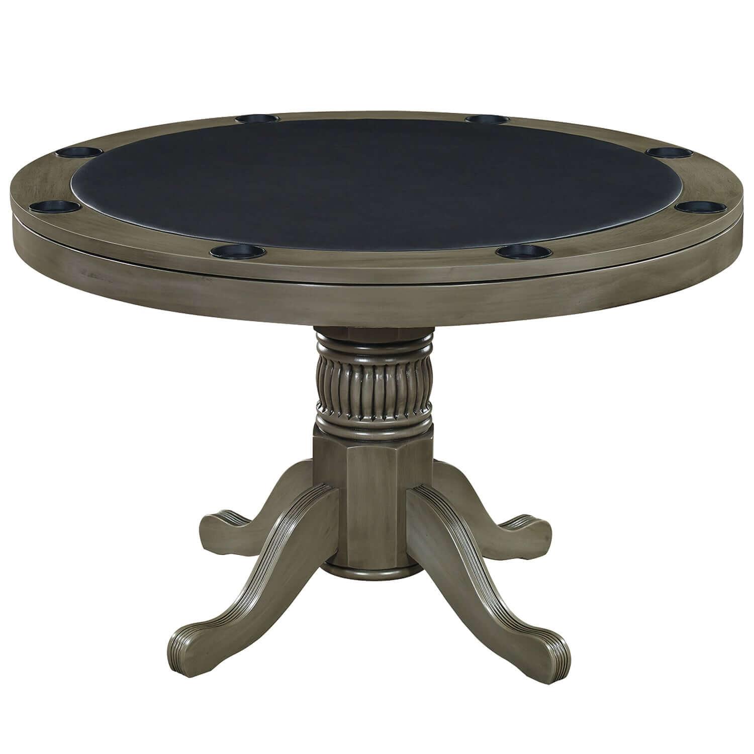 48" Convertible Dining Poker Table — 48" Inch Round Wood Dining Table in Slate Finish - Poker Mode for RAM Game Room Table