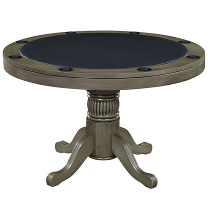 48" Convertible Dining Poker Table — 48" Inch Round Wood Dining Table in Slate Finish - Poker Mode for RAM Game Room Table