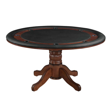 60" Convertible Dining Poker Table — 60 Inch Professional Poker Table Surface with 8 Cup Holders and Padded Rail Chestnut-Finish