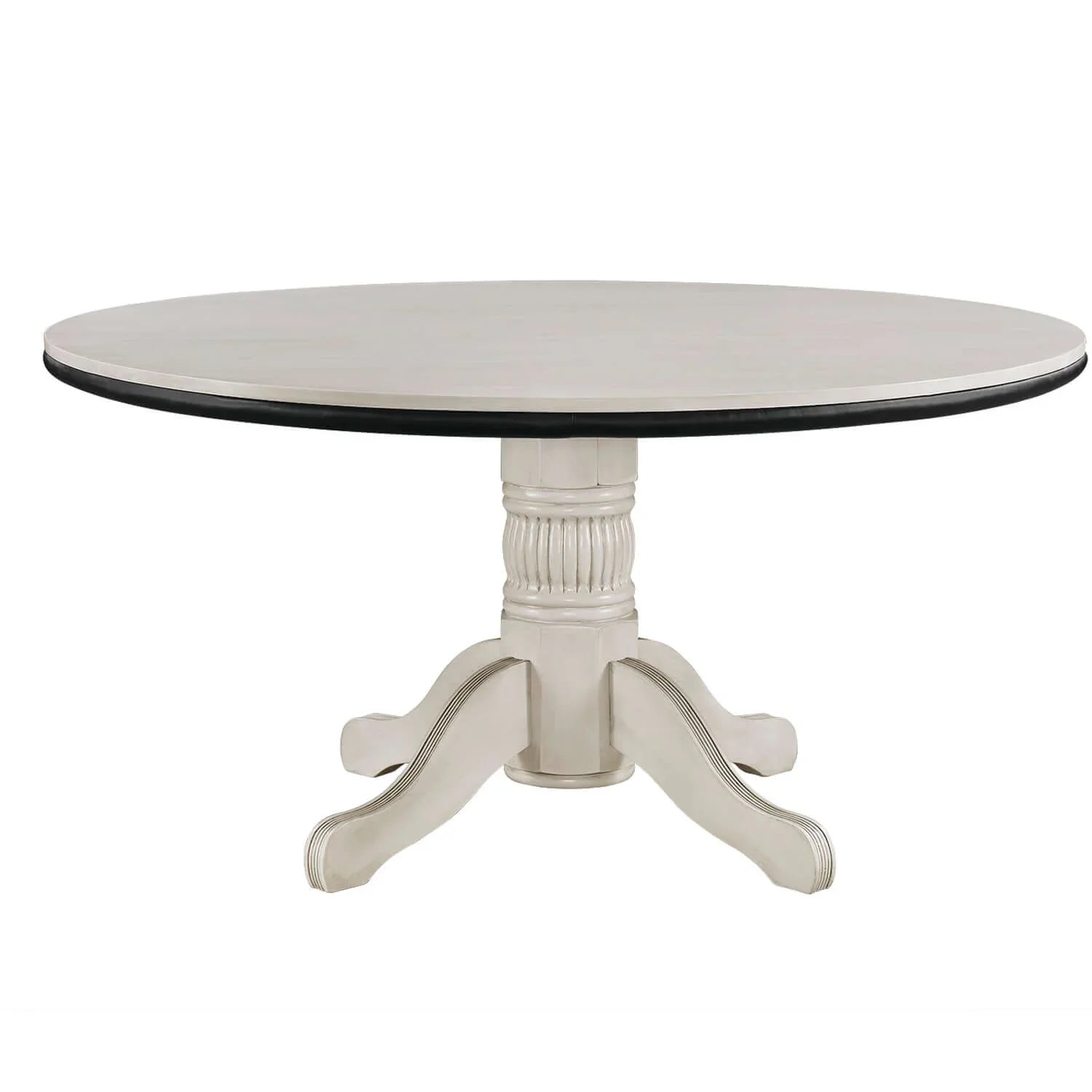 60" Convertible Dining Poker Table — 60 Inch Round Wood Dining Table in Antique White - Dining Mode for RAM Game Room Table