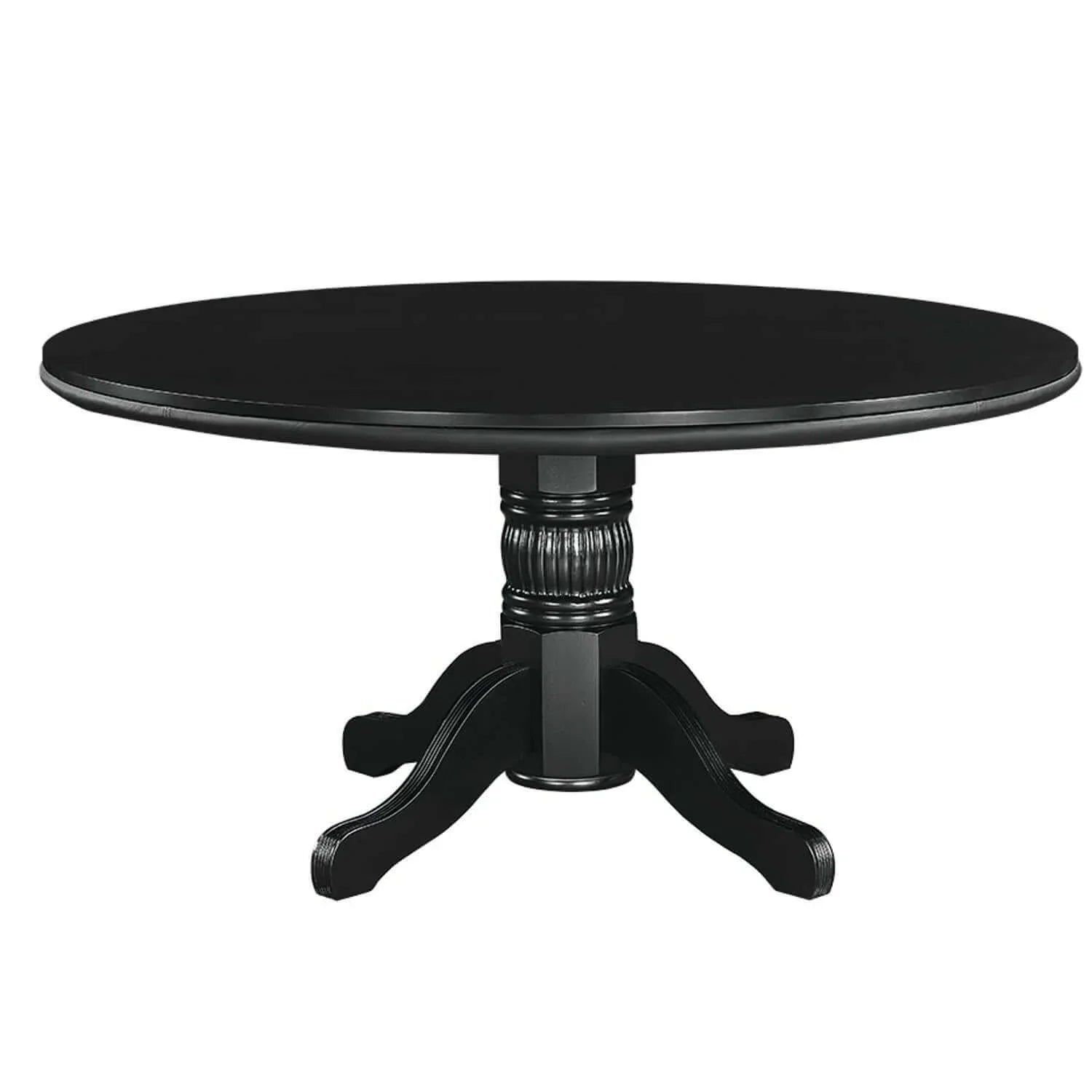 60" Convertible Dining Poker Table — 60 Inch Round Wood Dining Table in Black Finish - Dining Mode for RAM Game Room Table