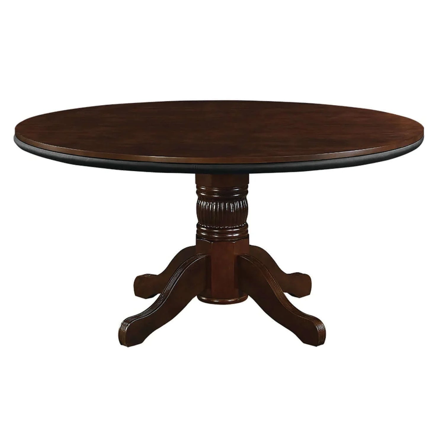 60" Convertible Dining Poker Table — 60 Inch Round Wood Dining Table in Cappuccino Finish - Dining Mode for RAM Game Room Table