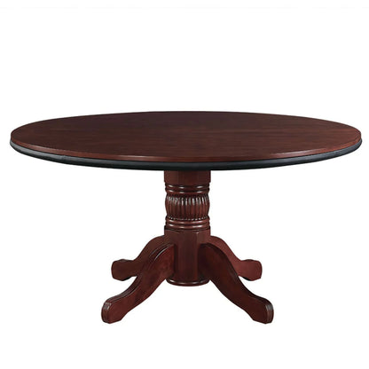 60" Convertible Dining Poker Table — 60 Inch Round Wood Dining Table in English Tudor - Dining Mode for RAM Game Room Table