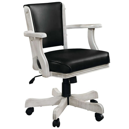 360 Degree Swivel Game Chair with Padded Armrests and Solid Wood Frame Antique White