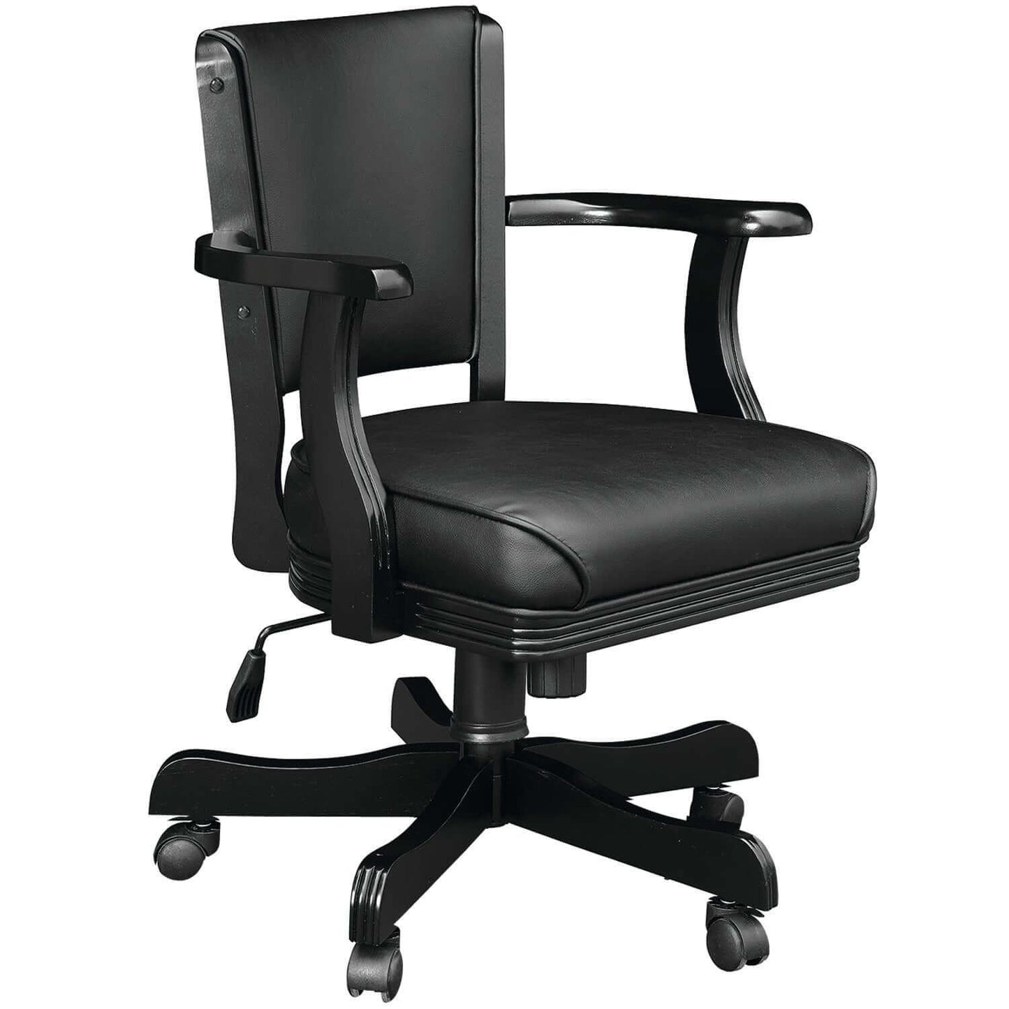 360 Degree Swivel Game Chair with Padded Armrests and Solid Wood Frame Black Finish