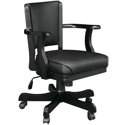 360 Degree Swivel Game Chair with Padded Armrests and Solid Wood Frame Black Finish