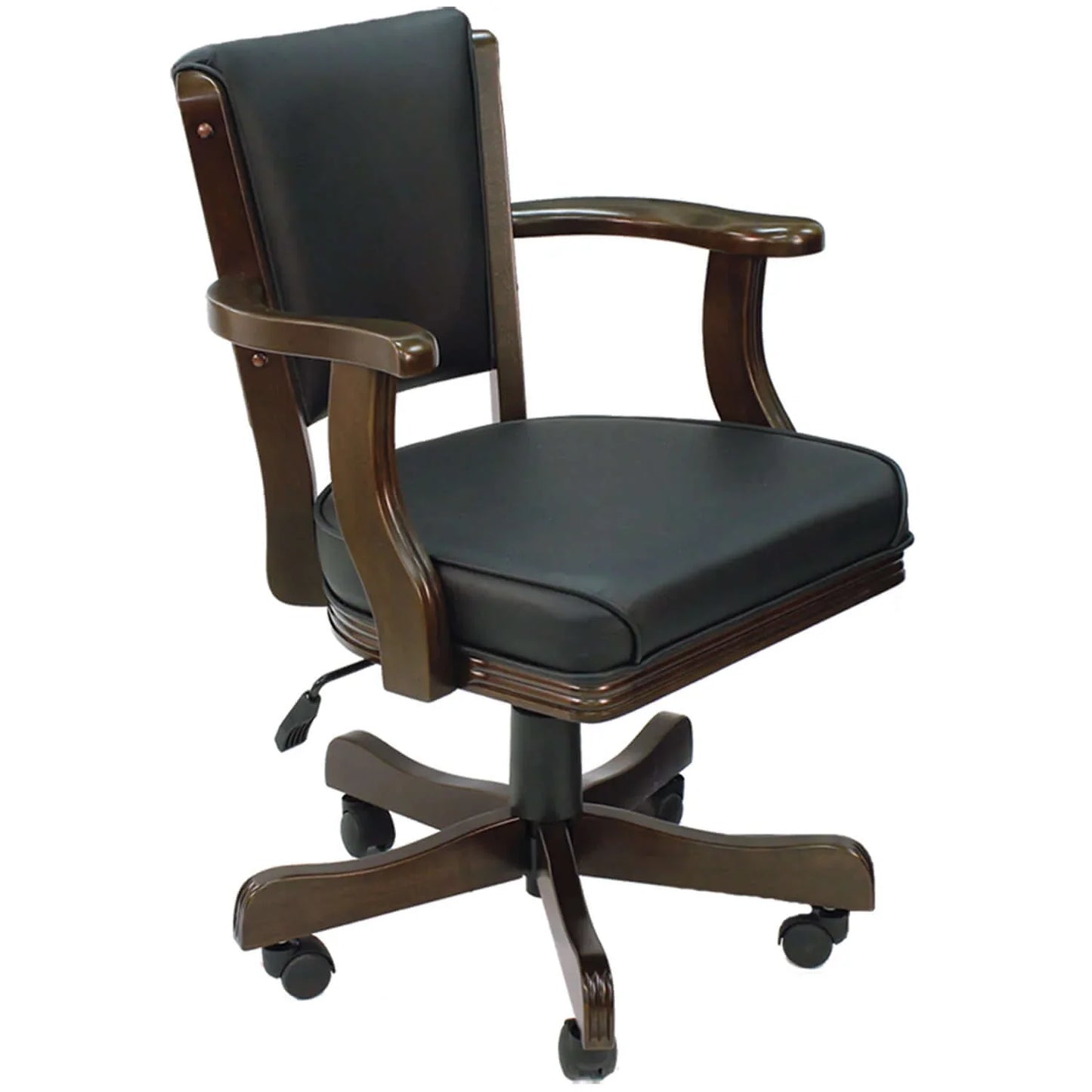 360 Degree Swivel Game Chair with Padded Armrests and Solid Wood Frame Cappuccino Finish