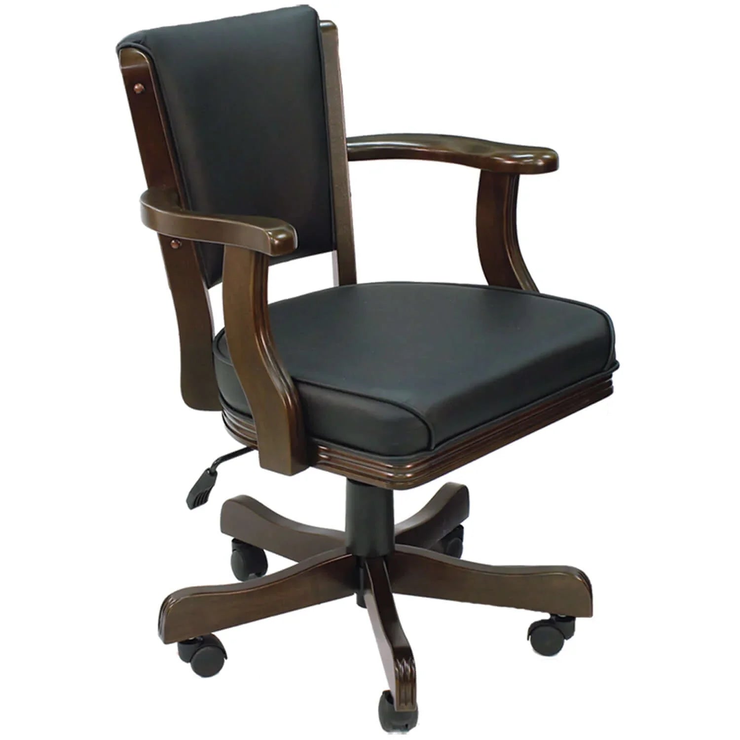 360 Degree Swivel Game Chair with Padded Armrests and Solid Wood Frame Cappuccino Finish