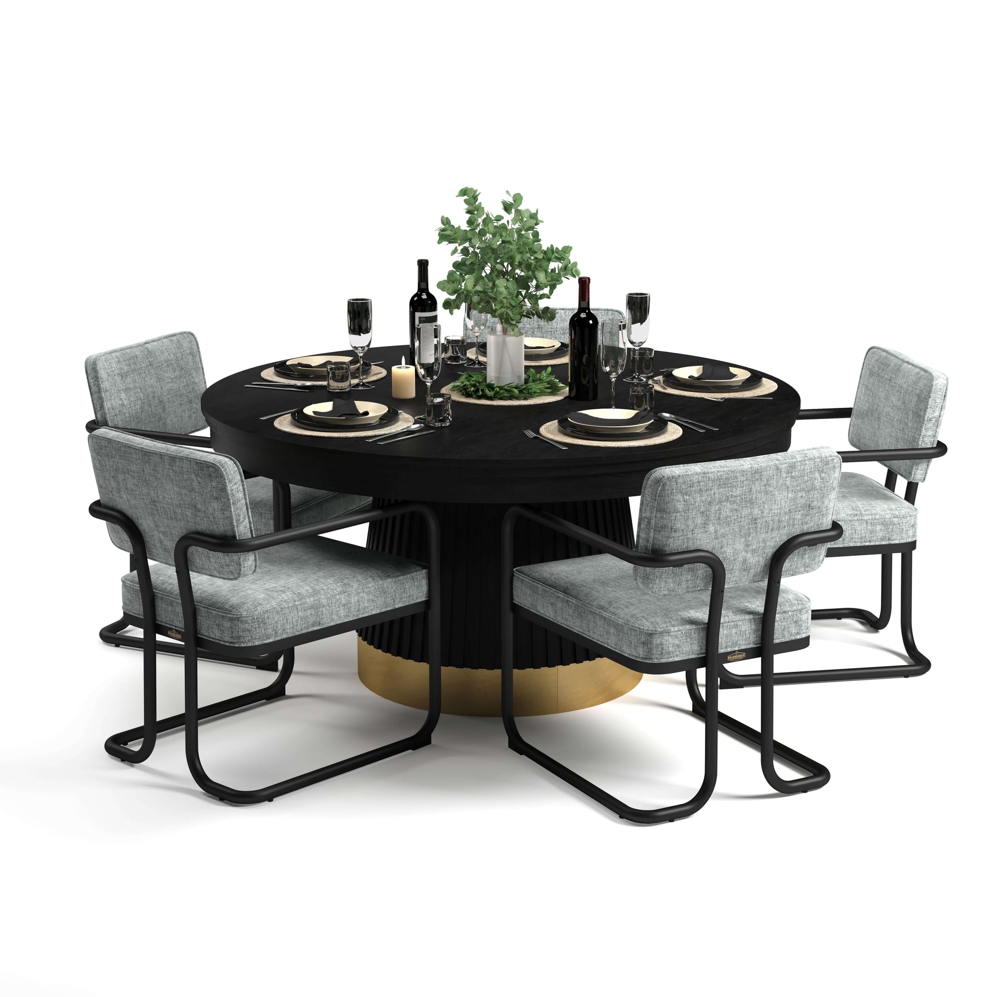 Ram Game Room Prohibition 60 Inch Poker Table Bundle with Grey Matching Chairs and Dining Top