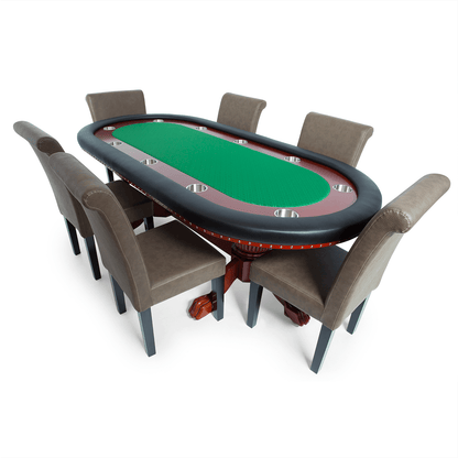 Green Suited Water Resistant - Rockwell 10-Player Poker Table with Mahogany Racetrack and Oval Layout