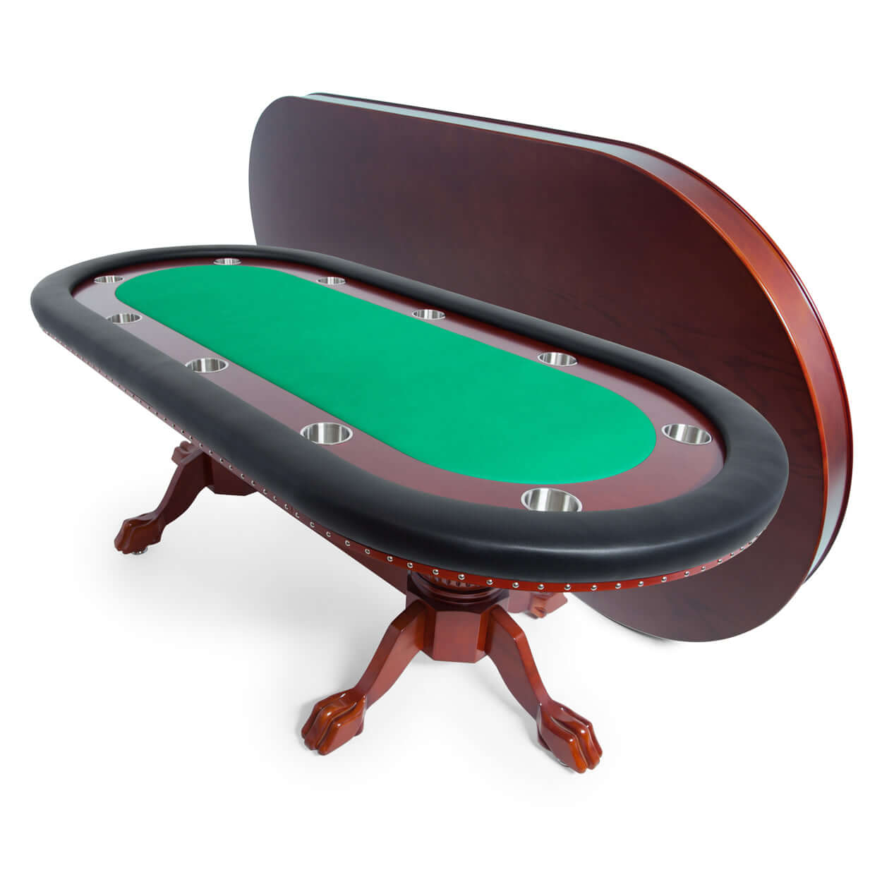 Green Standard- Rockwell 10-Player Poker Table with Mahogany Racetrack and Oval Layout
